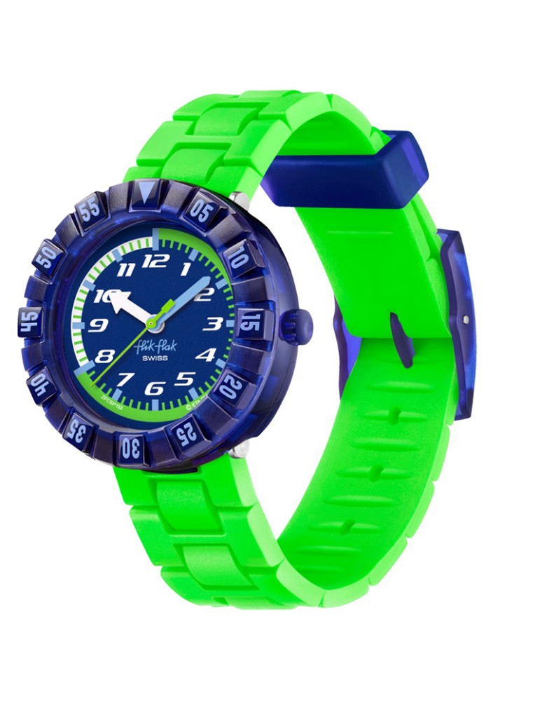 Orologio Flik Flak - Neonbrick - Verde - 37mm -Blu-Mattoncini-ZFCSP132