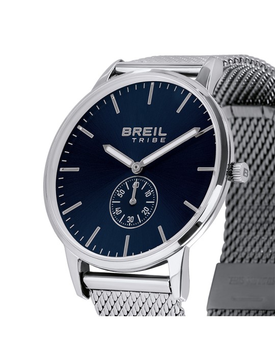 Breil Tribe Watch - Steel Milano Mesh - Silver -41mm-Blue-EW0731
