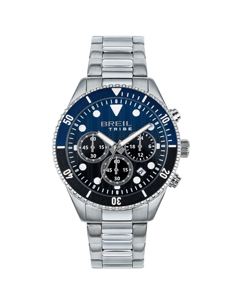 Breil Tribe Watch Chronograph Silver 41mm Blue Black -EW0764