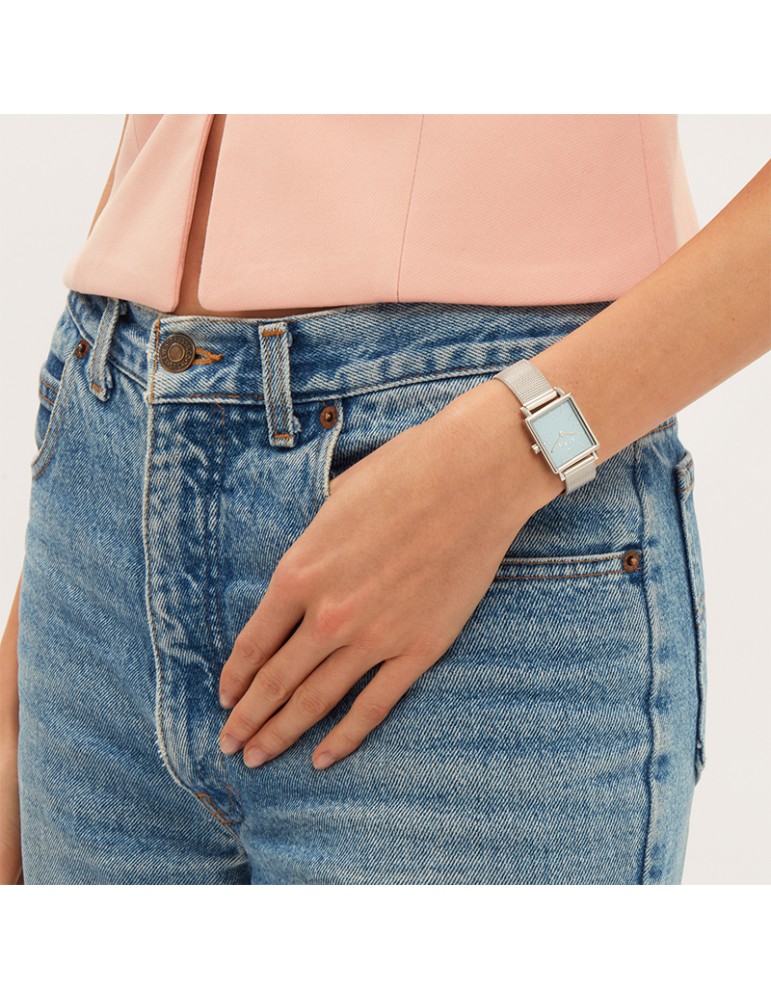 Breil Tribe Watch - Dreamy Sorbet Time Only Silver 20mm Light Blue Rectangular - 0
