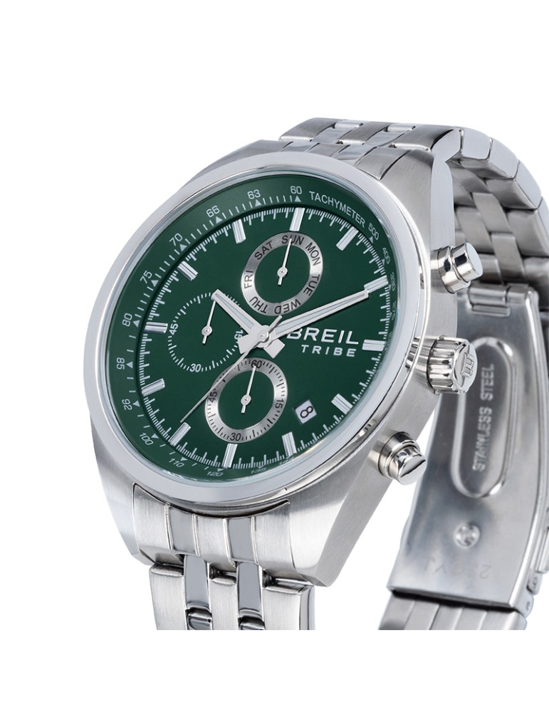 Breil Tribe Watch - Chronograph - Silver - 42mm - Green - EW0776
