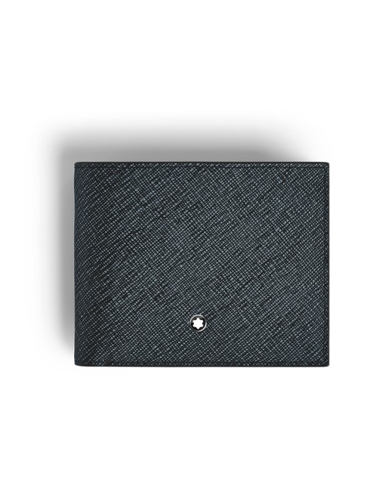 Montblanc Wallet - Sartorial Leather with 6 Compartments - Blue Tweed - 0