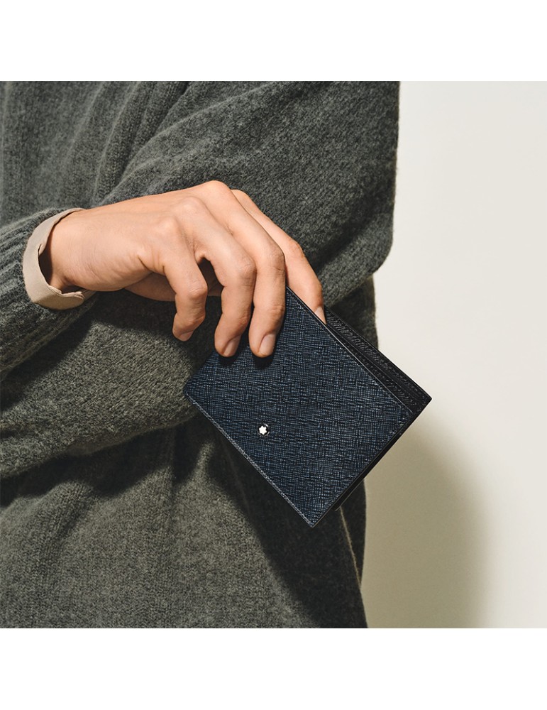 Portafoglio Montblanc - in Pelle Sartorial con 6 Scomparti - Tweed blu - 0