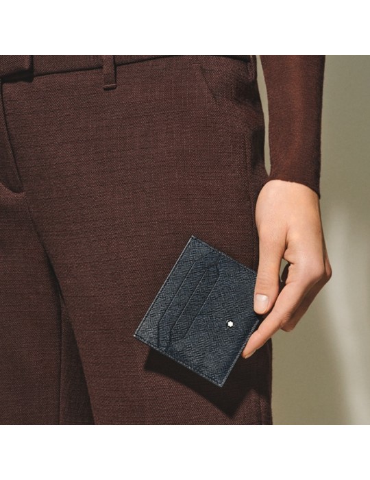 Montblanc Sartorial Leather 6-Pocket Card Holder - Blue Tweed - 0