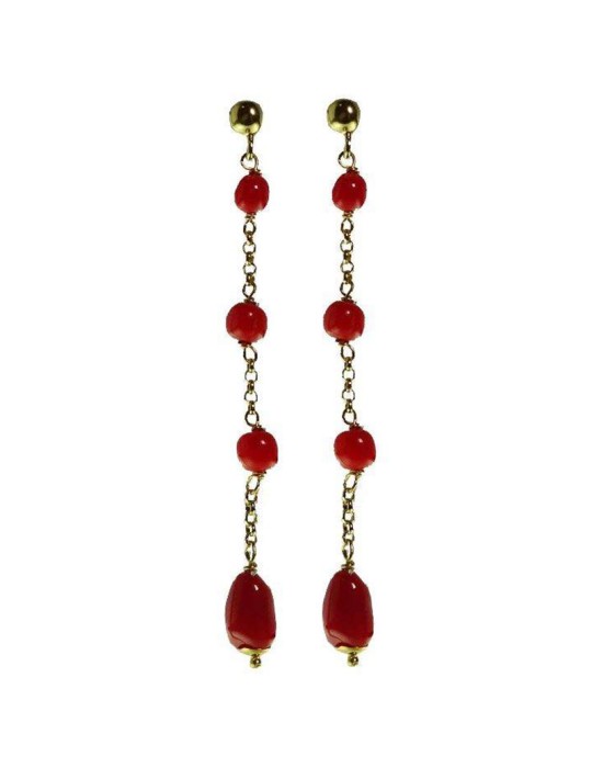 Orecchini Rajola - Pendenti-Argento 925% Dorato-Corallo Rosso-45-462-6