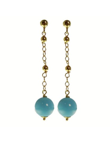 Rajola Earrings - 925% Silver Gold - Turquoise Paste - 45-463-3