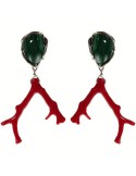 Orecchini Rajola - Pendenti - Malachite - Corallo Rosso - 45-464-2ORL