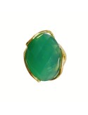 Anello Rajola - Tonga - Argento 925% Dorato - Agata Verde -45-465-16AN