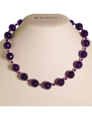Rajola Necklace - Cecilia - Choker - Hematite - Amethyst - 54-285-51C