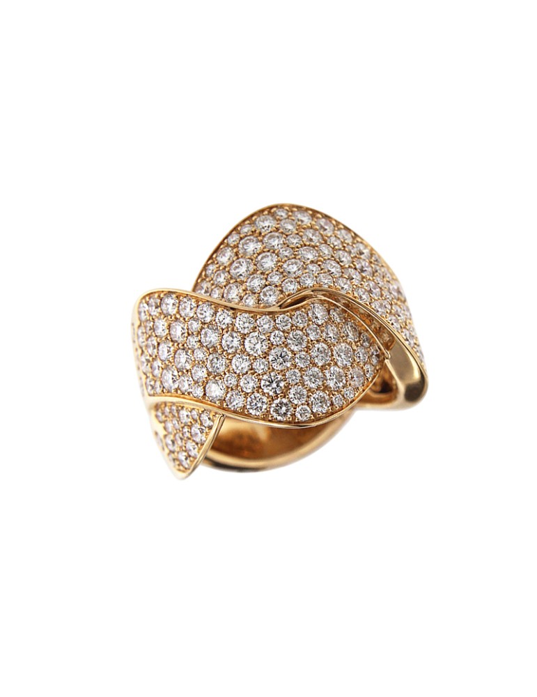 Anello Crivelli Intreccio in Oro Rosa 18 Carati con Diamanti