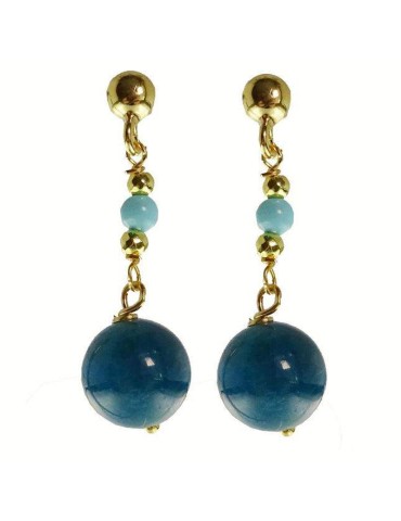 Rajola Earrings - 925% Silver Gold - Turquoise Paste - 54-399-38ORA