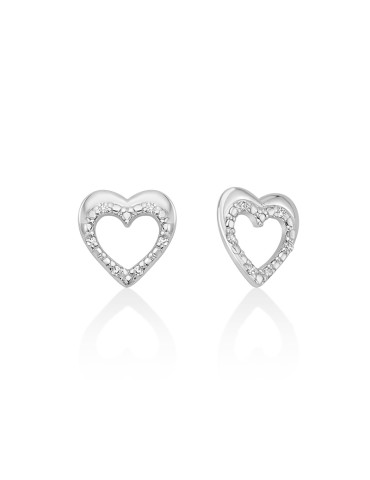 Miluna Earrings - in 18K White Gold Heart and Natural Diamonds 3.36 pti - 0