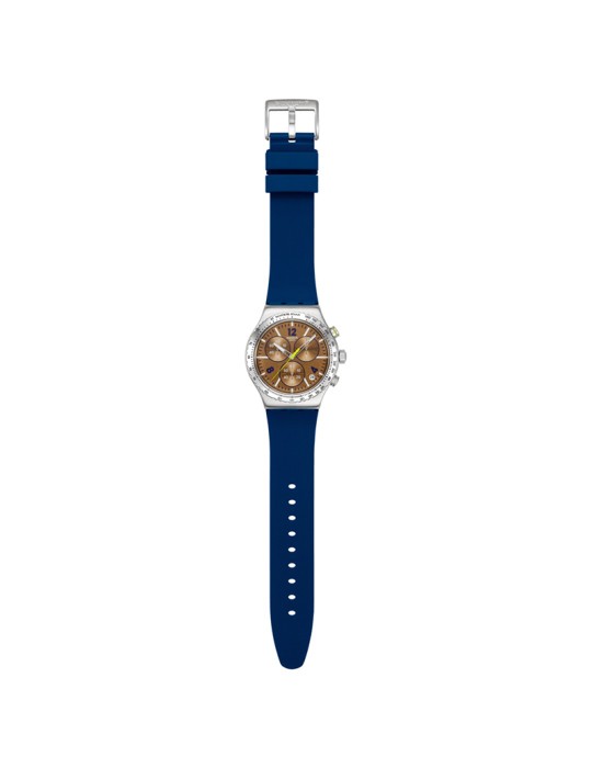 Swatch Watch - Sideral Glow - Chronograph - Blue-43mm-Brown-YVS534