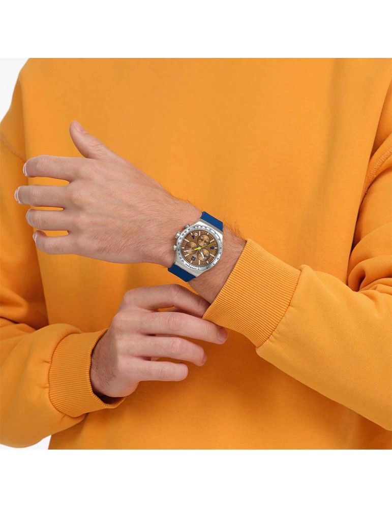 Orologio Swatch - Sideral Glow - Cronografo - Blu-43mm-Marrone-YVS534