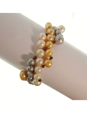 Rajola Bracelet - Milady - Multicolor Pearl Rows - 54-495-118G