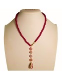 Collana Rajola-Argento 925% Dorato-Giada Bordeaux-Perla Rosè-45-470-5C