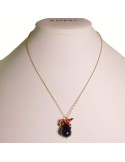 Collana Rajola - Argento 925% Dorato-Onice Nero-Corallo Rosso-45-471-3