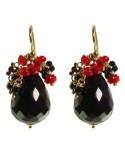 Orecchini Rajola - Argento 925% Dorato - Onice e Corallo - 45-471-3OR