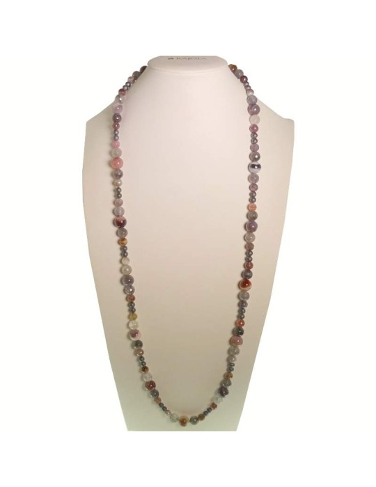 Rajola Necklace - 925% Silver - Yellow Quartz-White Jade-45-855-10L
