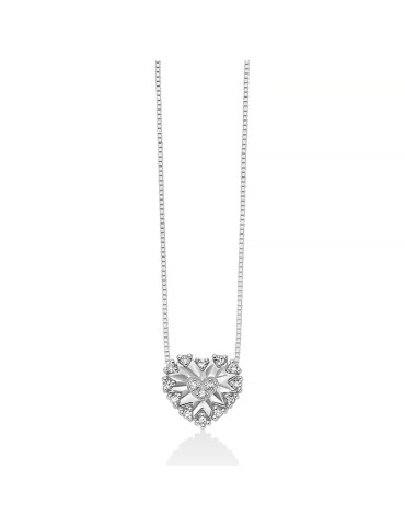 Collana Miluna - in Oro Bianco 18 carati con Pendente Cuore e Diamanti Naturali 4,75 pti - 0