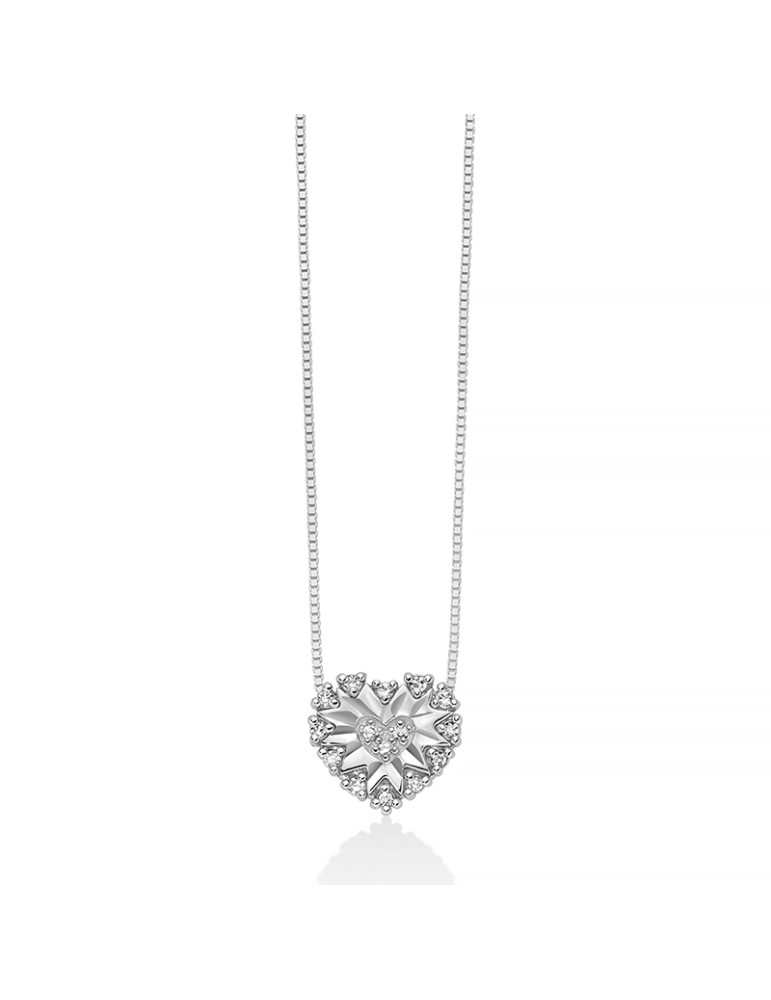 Collana Miluna - in Oro Bianco 18 carati con Pendente Cuore e Diamanti Naturali 4,75 pti - 0