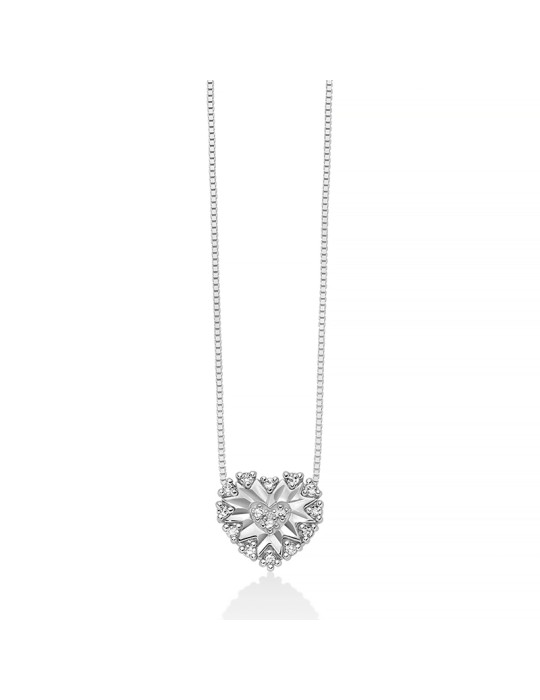 Collana Miluna - in Oro Bianco 18 carati con Pendente Cuore e Diamanti Naturali 4,75 pti - 0
