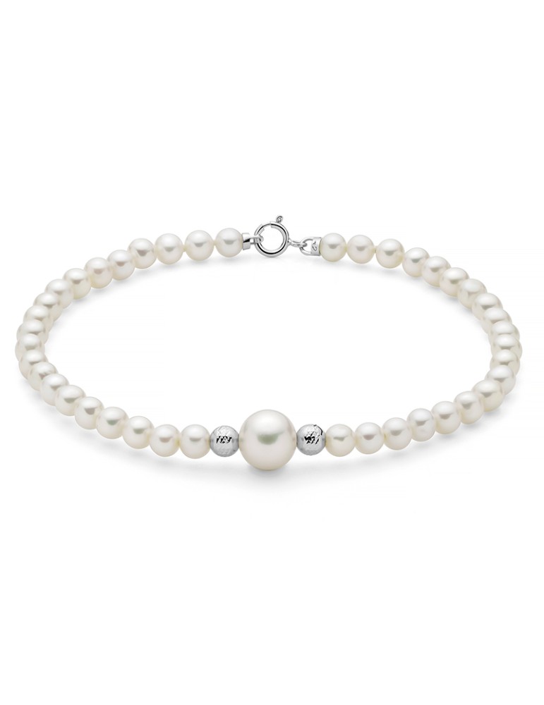 Miluna Bracelet - Boule and Fantasy with 4-4.5mm Pearls and 18K White Gold Spheres - 0