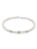 Bracciale Miluna - Boule e Fantasia con Perle Vere 4-4,5mm e Sfere in Oro Bianco 18 Carati - 0