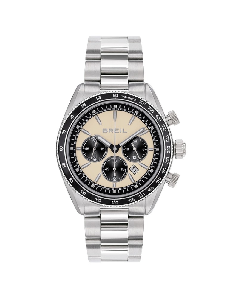 Breil Watch- Vanguard-Silver-43mm-Cream Color-Black Counters-TW2109