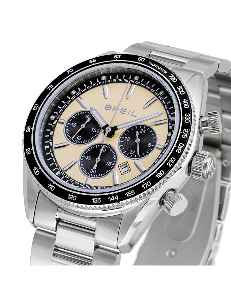 Breil Watch- Vanguard-Silver-43mm-Cream Color-Black Counters-TW2109