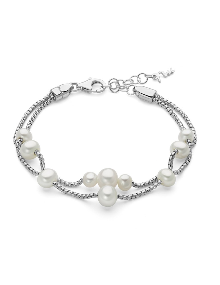 Miluna Miss Italia Bracelet in 925% Silver with Real Pearls - 0