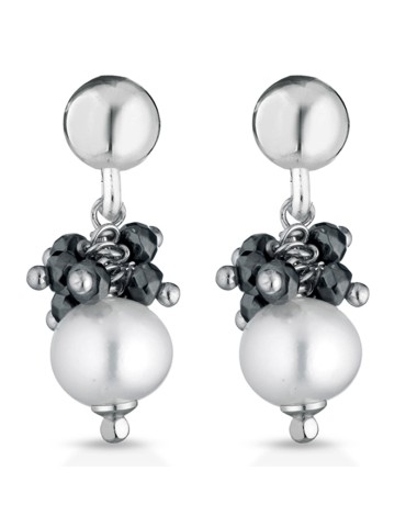 Lelune Glamour Earrings - 925% Silver - Pearls - Hematite Grey-LGEA785