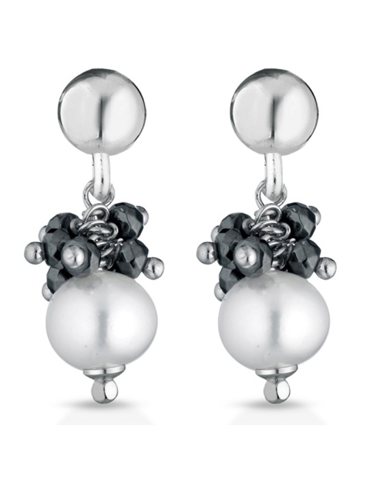 Lelune Glamour Earrings - 925% Silver - Pearls - Hematite Grey-LGEA785
