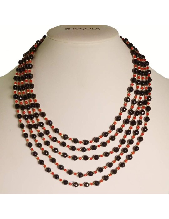 Collana Rajola - Cecilia - Multifilo - Corallo Rosso - Onice-54-399-40