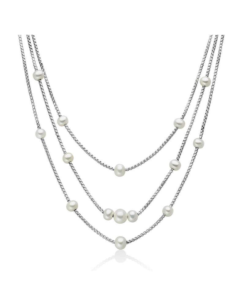 Collana Miluna - Miss Italia in Argento 925% con Perle Vere - 0