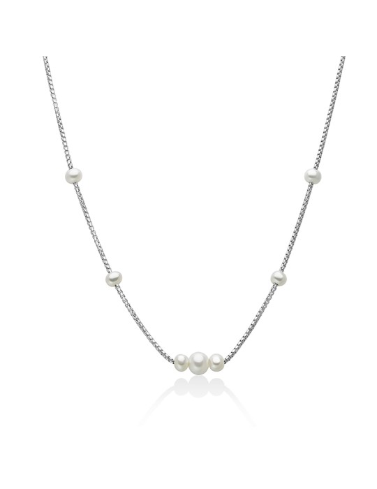 Miluna Miss Italia Necklace in 925% Silver with Real Pearls - 0