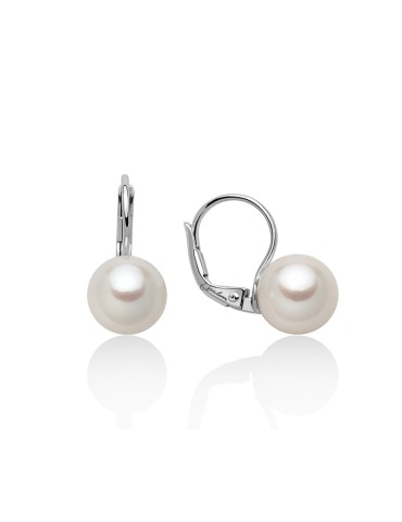 Miluna Earrings - White Gold Leverback with Real Pearls 7.5 - 8 mm - 0