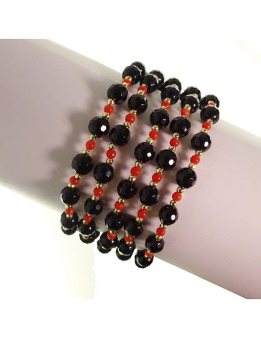 Bracciale Rajola - Multifilo - Onice Nero - Corallo Rosso -54-399-4018