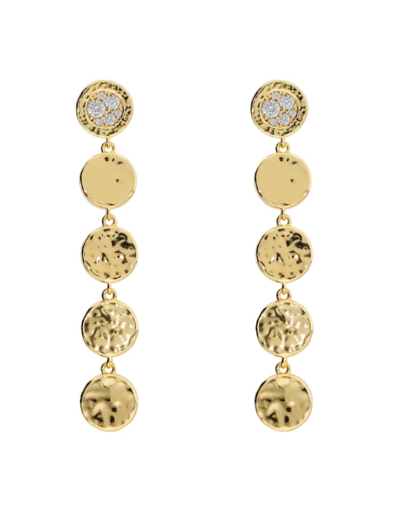 Etruscan Earrings - Golden Pendants - Cubic Zirconia - WSET00930. YG