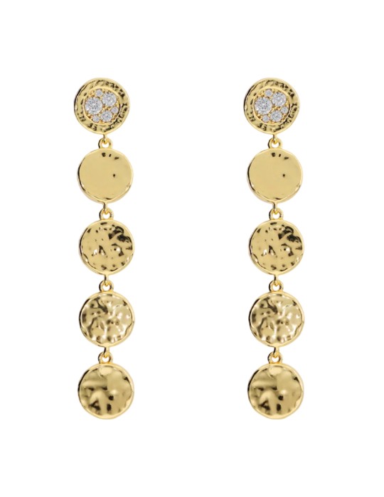 Etruscan Earrings - Golden Pendants - Cubic Zirconia - WSET00930. YG
