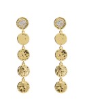 Etruscan Earrings - Golden Pendants - Cubic Zirconia - WSET00930. YG