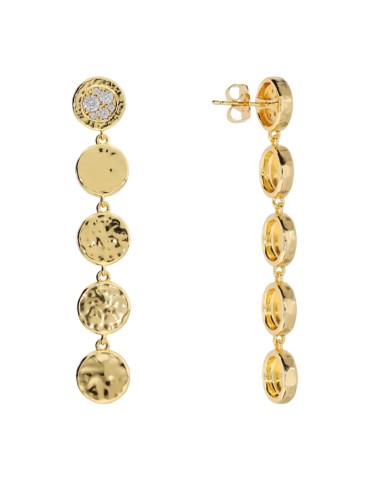 Etruscan Earrings - Golden Pendants - Cubic Zirconia - WSET00930. YG 2