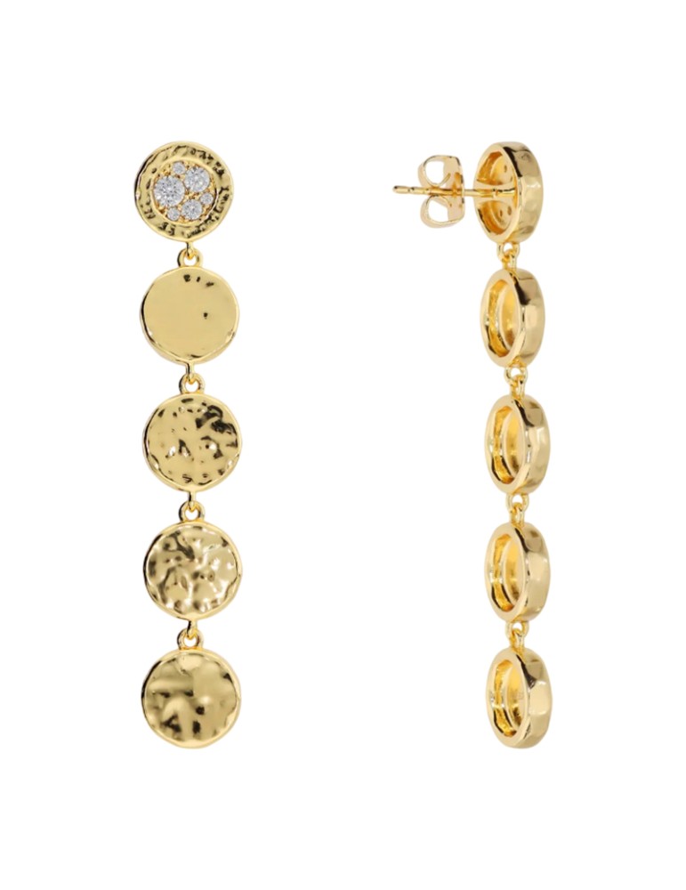Etruscan Earrings - Golden Pendants - Cubic Zirconia - WSET00930. YG