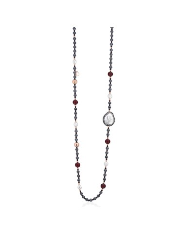 Collana Lelune Glamour - Argento 925% Rosato - Perle-Ematite-LGNK780.2