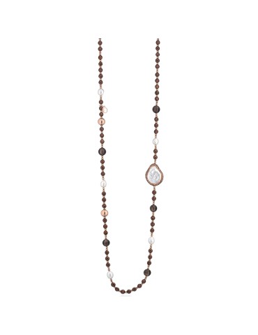 Lelune Glamour Necklace-925% Pink Silver-Pearls-Smoky Quartz-LGNK780.3