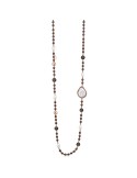 Collana Lelune Glamour-Argento 925% Rosato-Perle-Quarzo Fumè-LGNK780.3