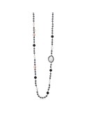 Collana Lelune Glamour - Argento 925% Rosato -Perle-Agata Nera-LGNK780