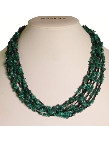 Collana Rajola - Multifilo - Malachite - Spinello Nero - 54-489-6