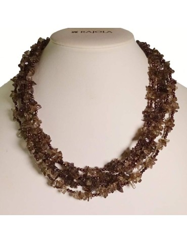 Rajola Necklace - Multistrand - Smoky Quartz - Brown Hematite-54-489-9
