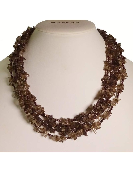 Collana Rajola - Multifilo - Quarzo Fumè - Ematite Marrone - 54-489-9